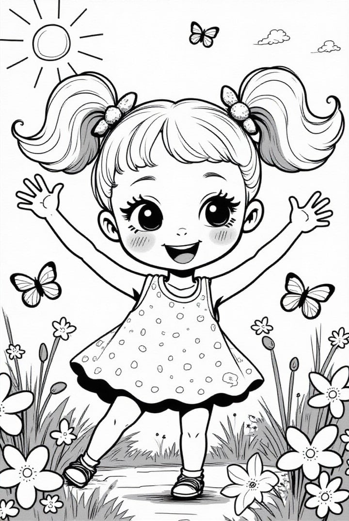 Disegno da colorare ragazza felice