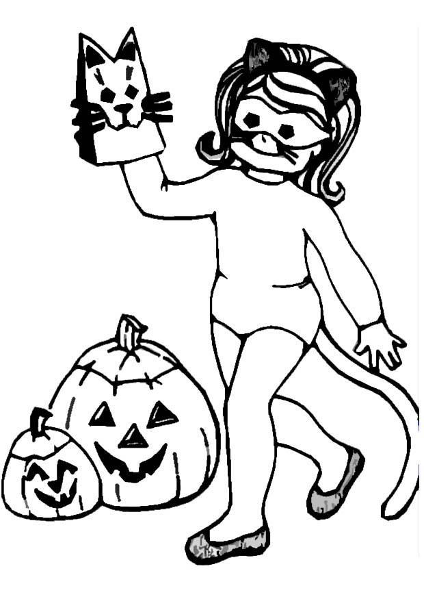 Disegno da colorare ragazza halloween
