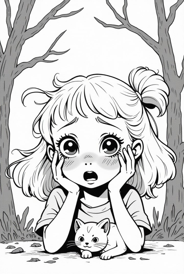 Disegno da colorare ragazza spaventata