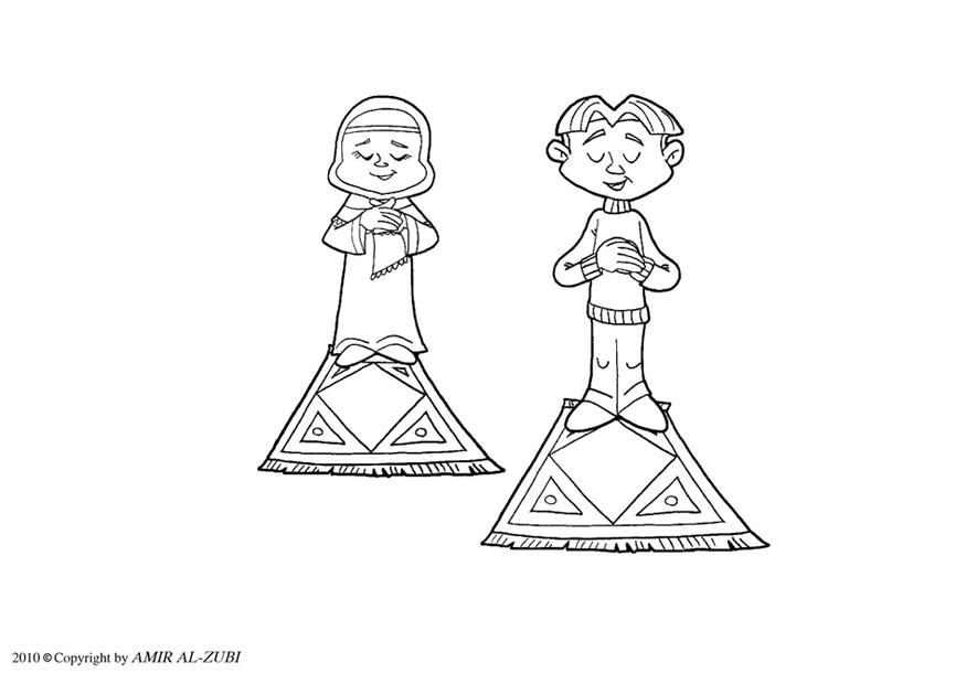 Disegno da colorare rito di preghiera - salat