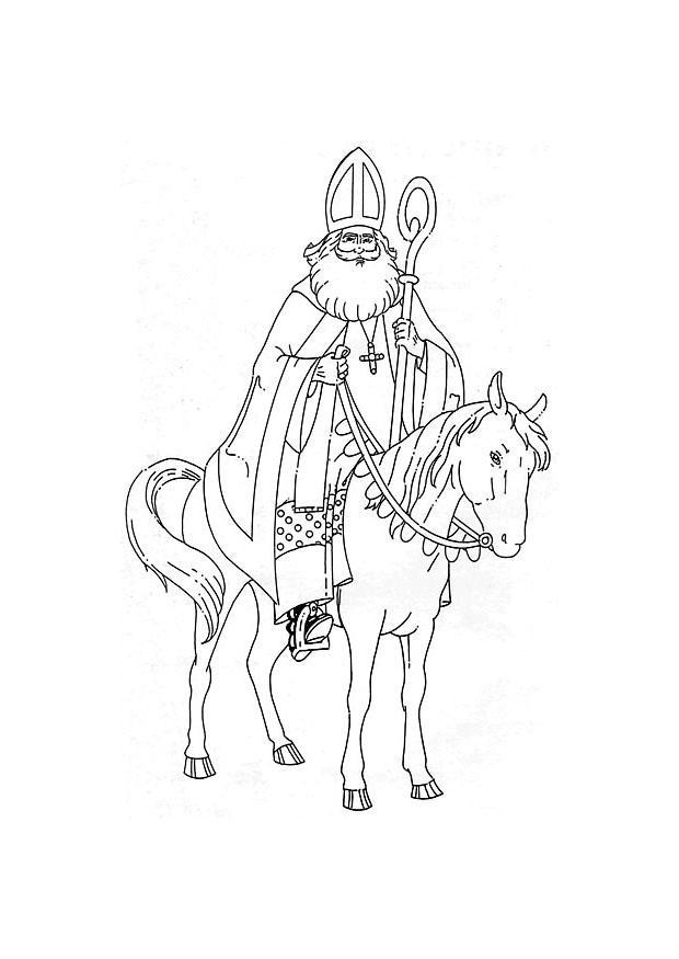 Disegno da colorare san nicola a cavallo