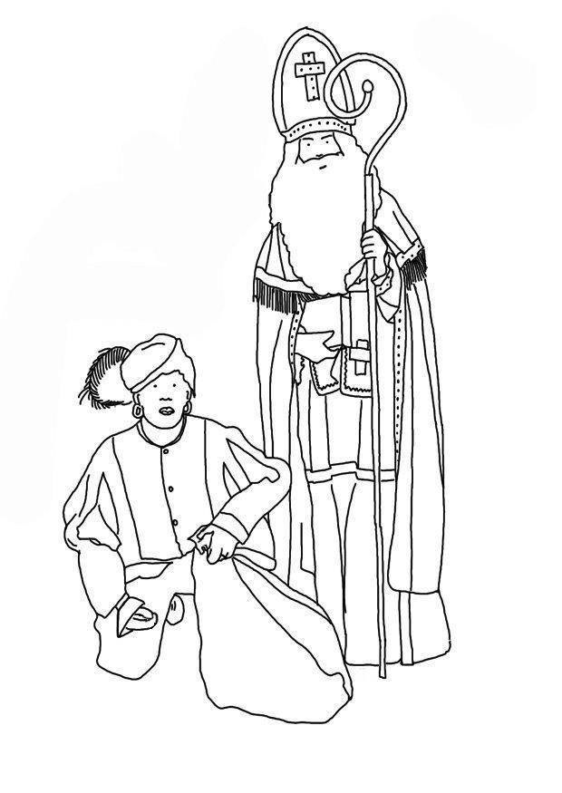 Disegno da colorare san nicola e laiutante