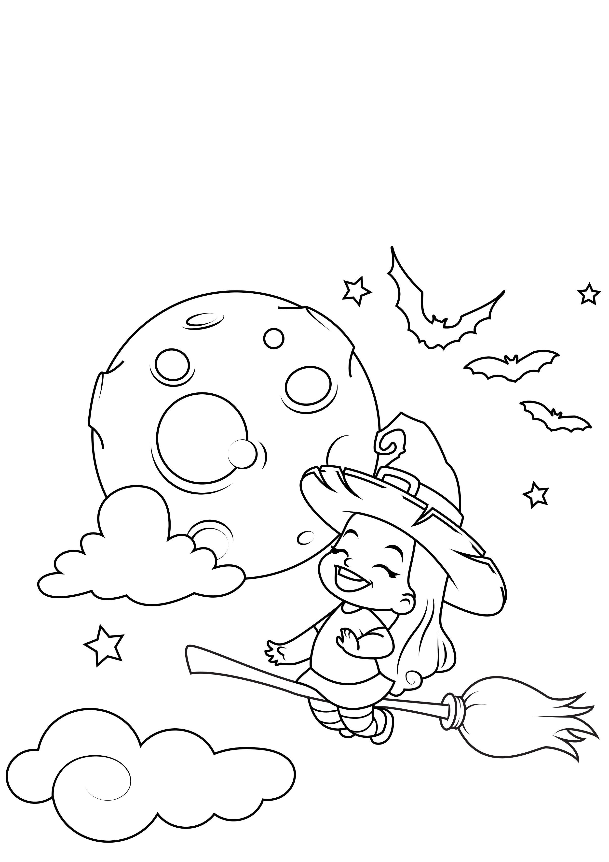 Disegno da colorare strega di halloween