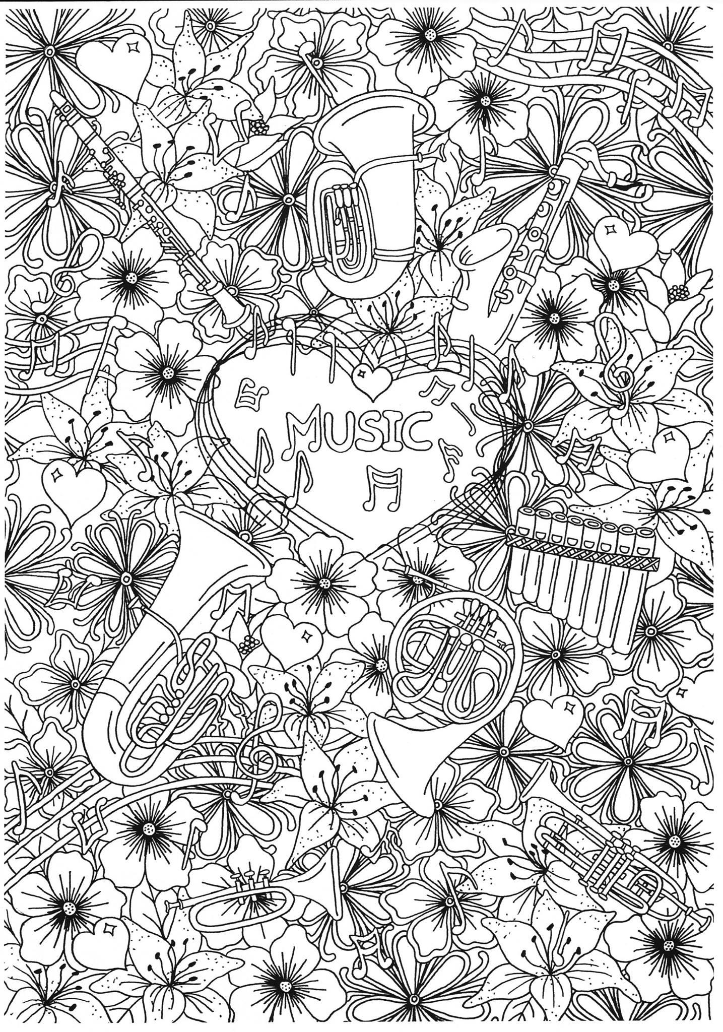 Disegno da colorare strumenti musicali a fiato
