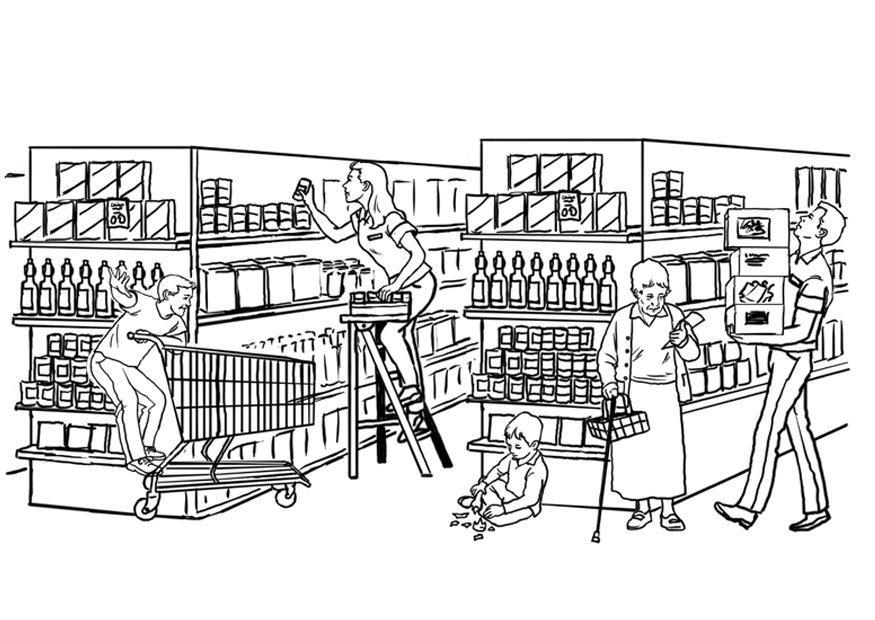 Disegno da colorare supermercato