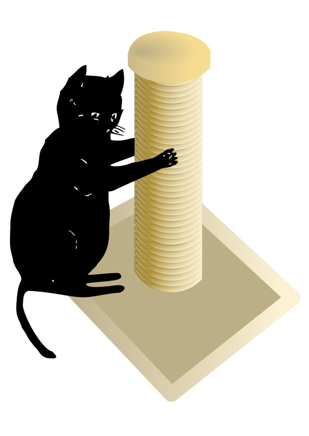 Disegno da colorare tiragraffi con gatto