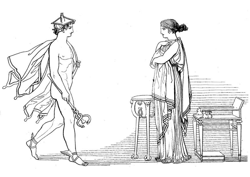 Disegno da colorare ulisse - ermes ordina calipso di liberare ulisse