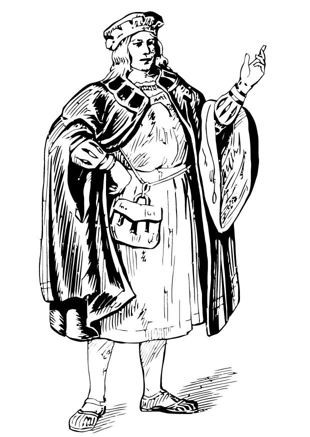 Disegno da colorare uomo con mantello