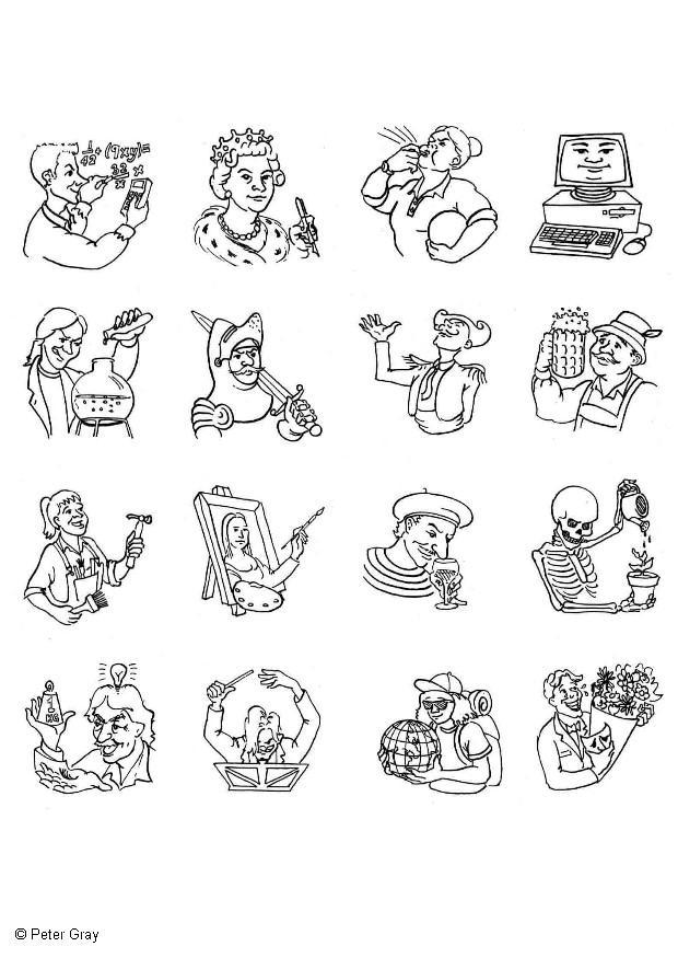 Disegno da colorare vari professioni