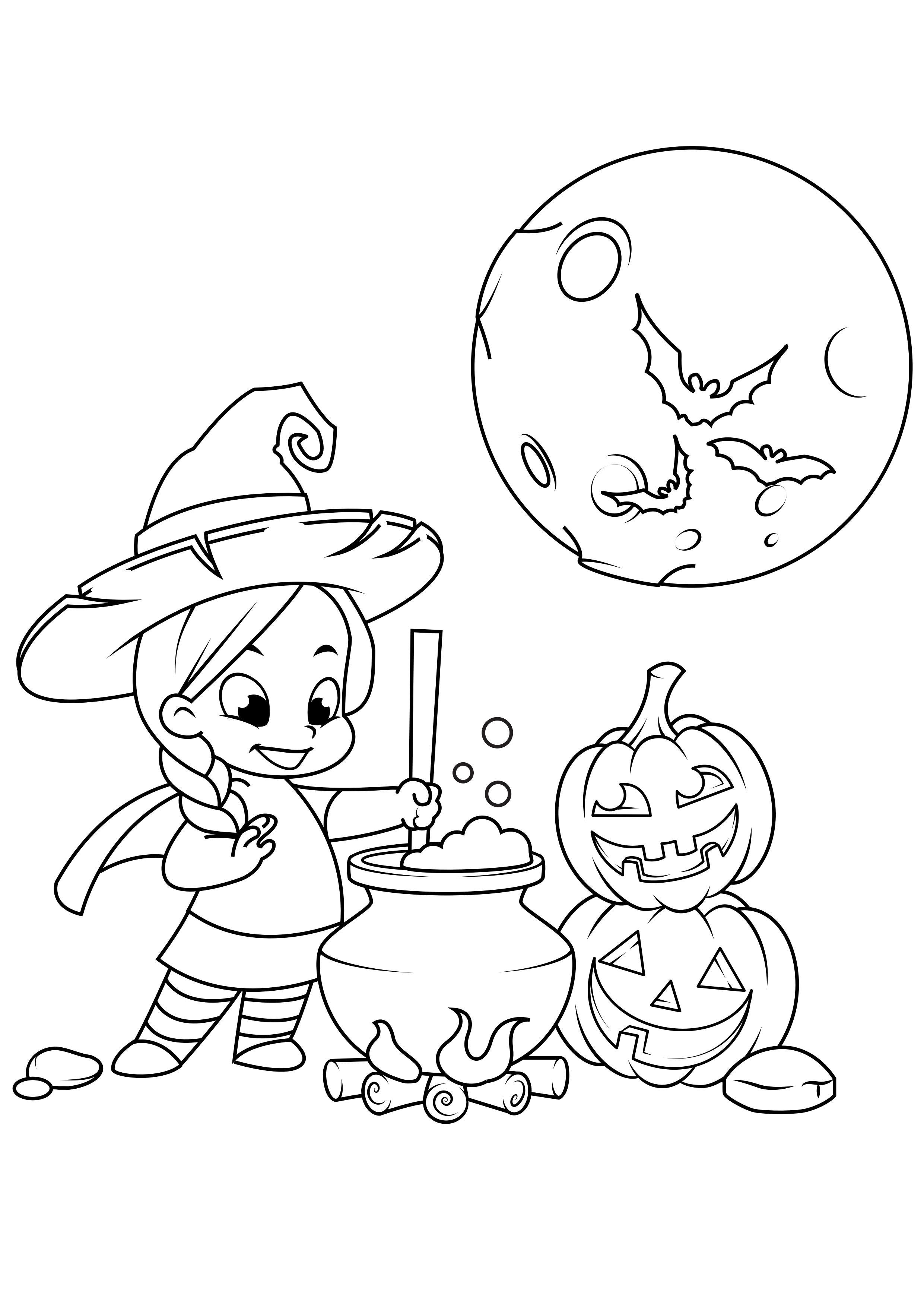 Disegno da colorare zuppa di strega