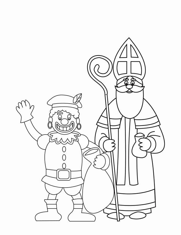 Disegno da colorare zwarte piet e san nicola 