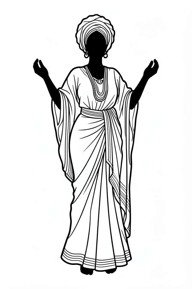 donna in abiti tradizionali africani Disegno da colorare donna in abiti tradizionali africani