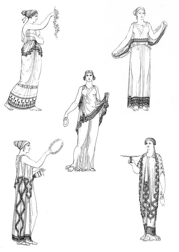 Disegno da colorare donne dellantica grecia