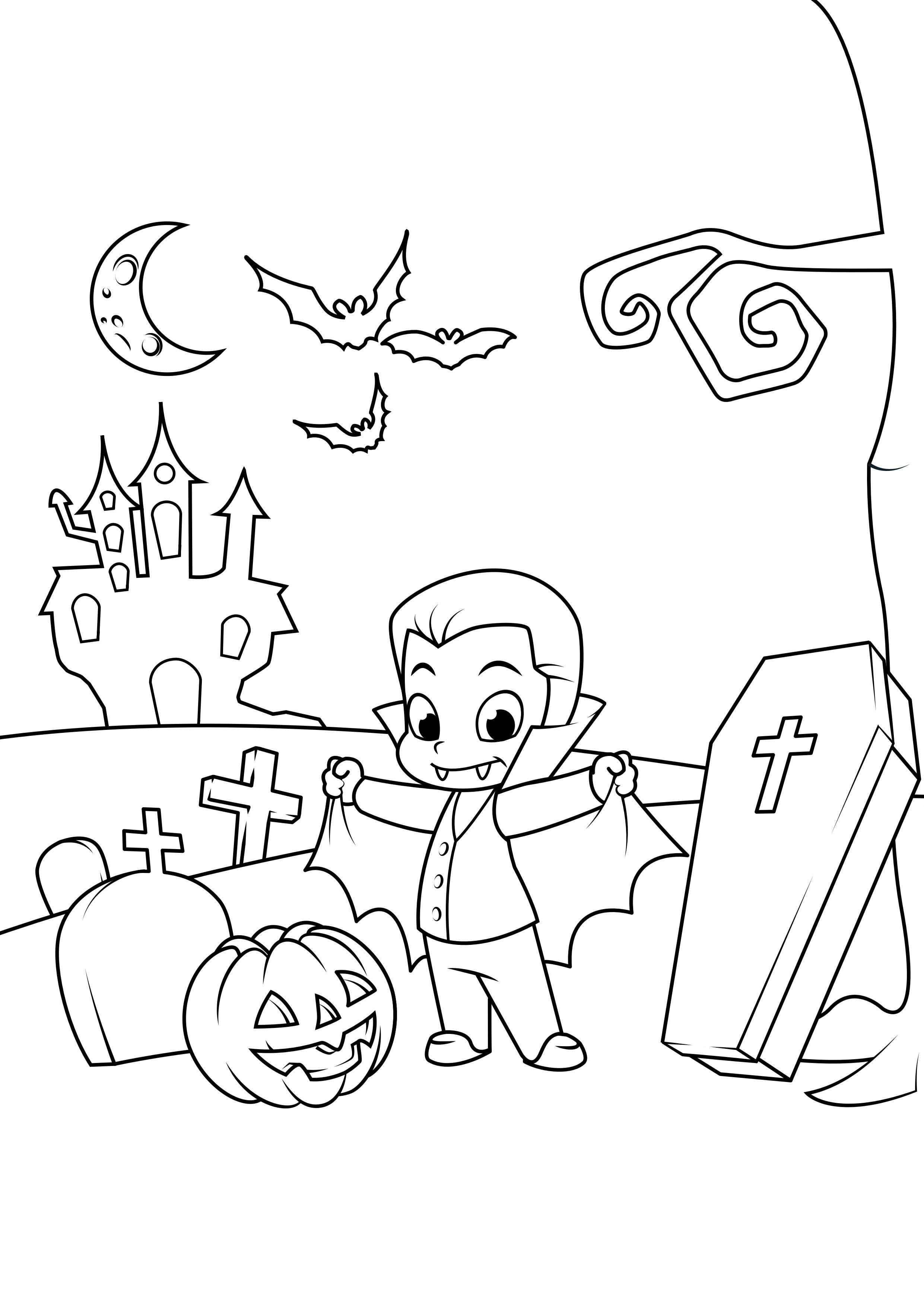 Disegno da colorare dracula di halloween
