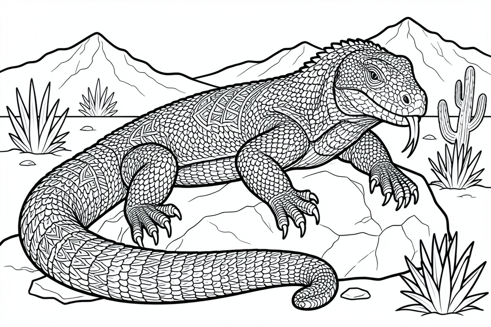 drago di komodo Disegno da colorare drago di komodo