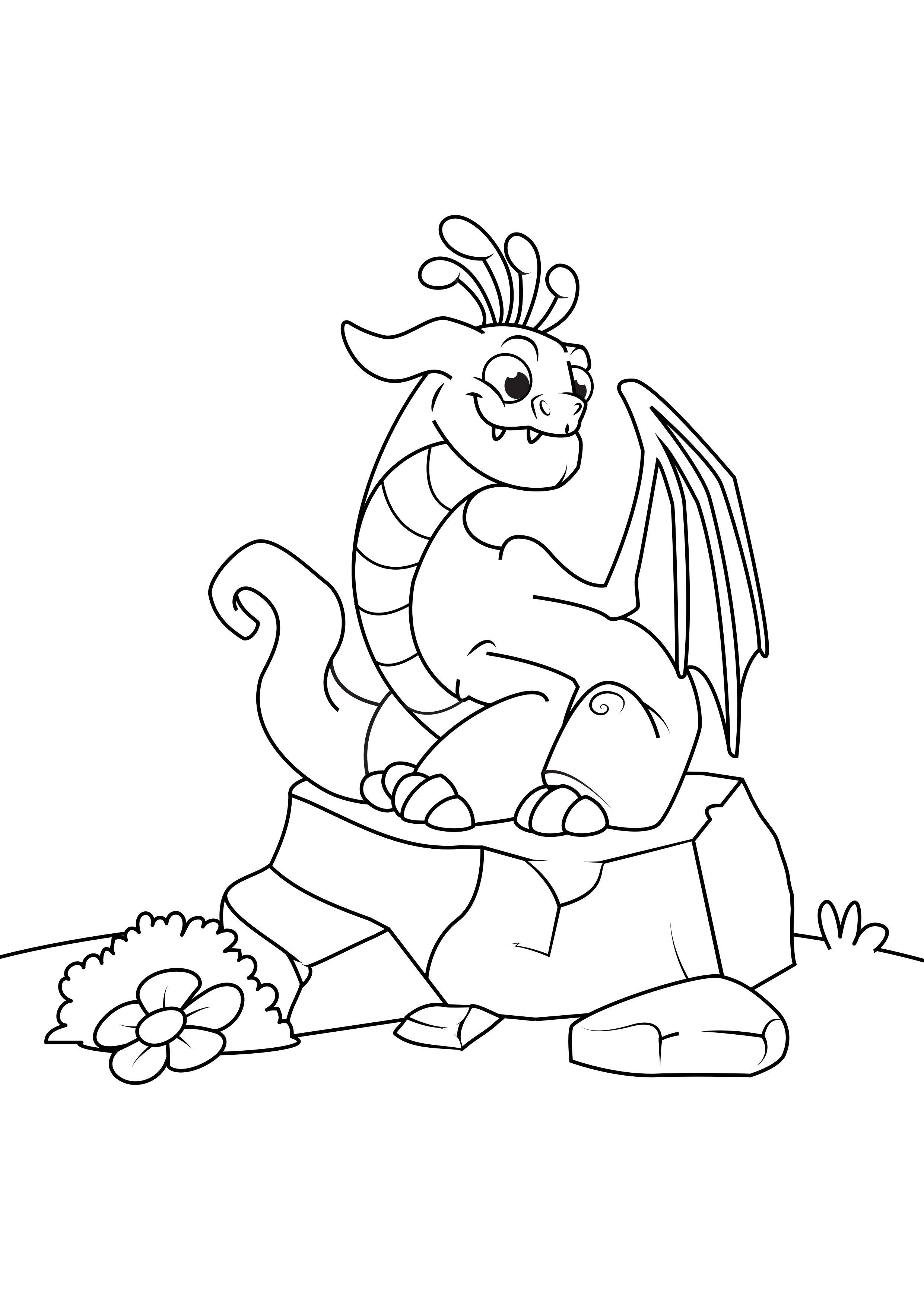 drago su pietra Disegno da colorare drago su pietra