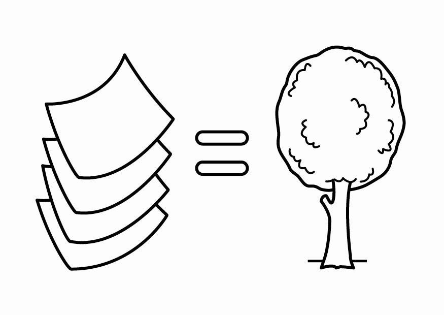 efficienza energetica, la carta viene dagli alberi Disegno da colorare efficienza energetica, la carta viene dagli alberi