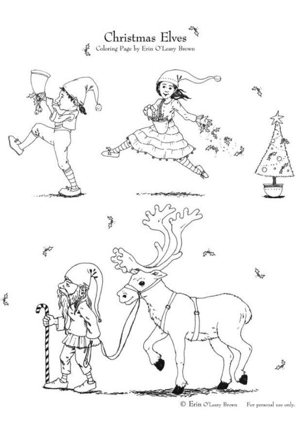 elfi di natale Disegno da colorare elfi di natale