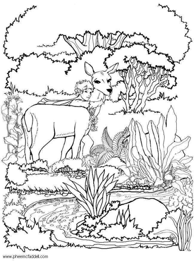 elfo con cerbiattolo Disegno da colorare elfo con cerbiattolo