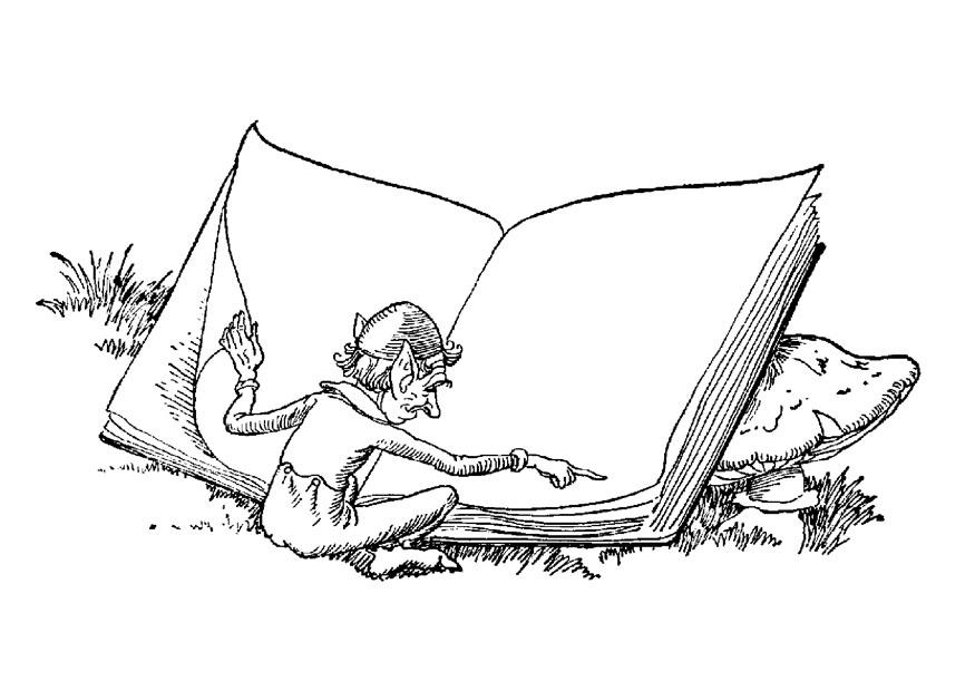 elfo con libro Disegno da colorare elfo con libro