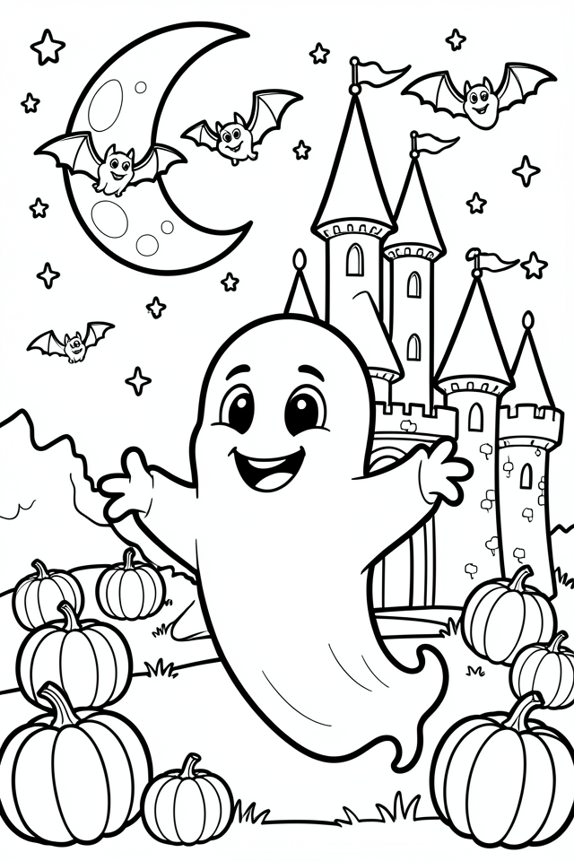 fantasma davanti al castello Disegno da colorare fantasma davanti al castello