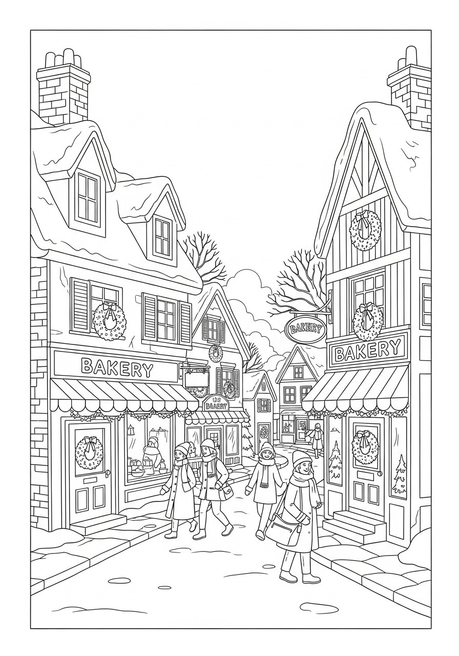 fare shopping nel villaggio Disegno da colorare fare shopping nel villaggio