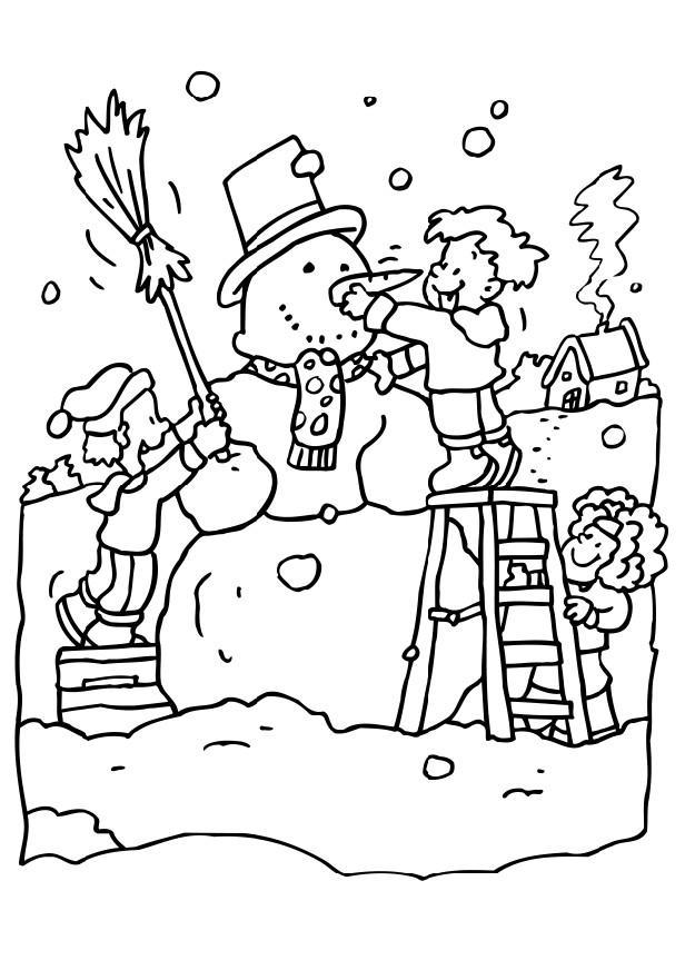 fare un pupazzo di neve Disegno da colorare fare un pupazzo di neve
