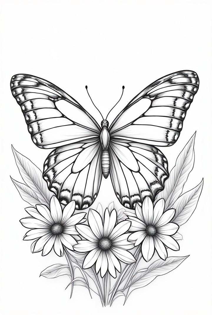 farfalla con fiori Disegno da colorare farfalla con fiori