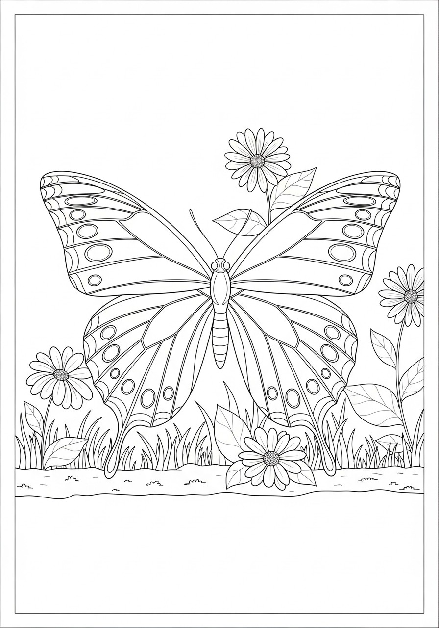 farfalla nel giardino Disegno da colorare farfalla nel giardino