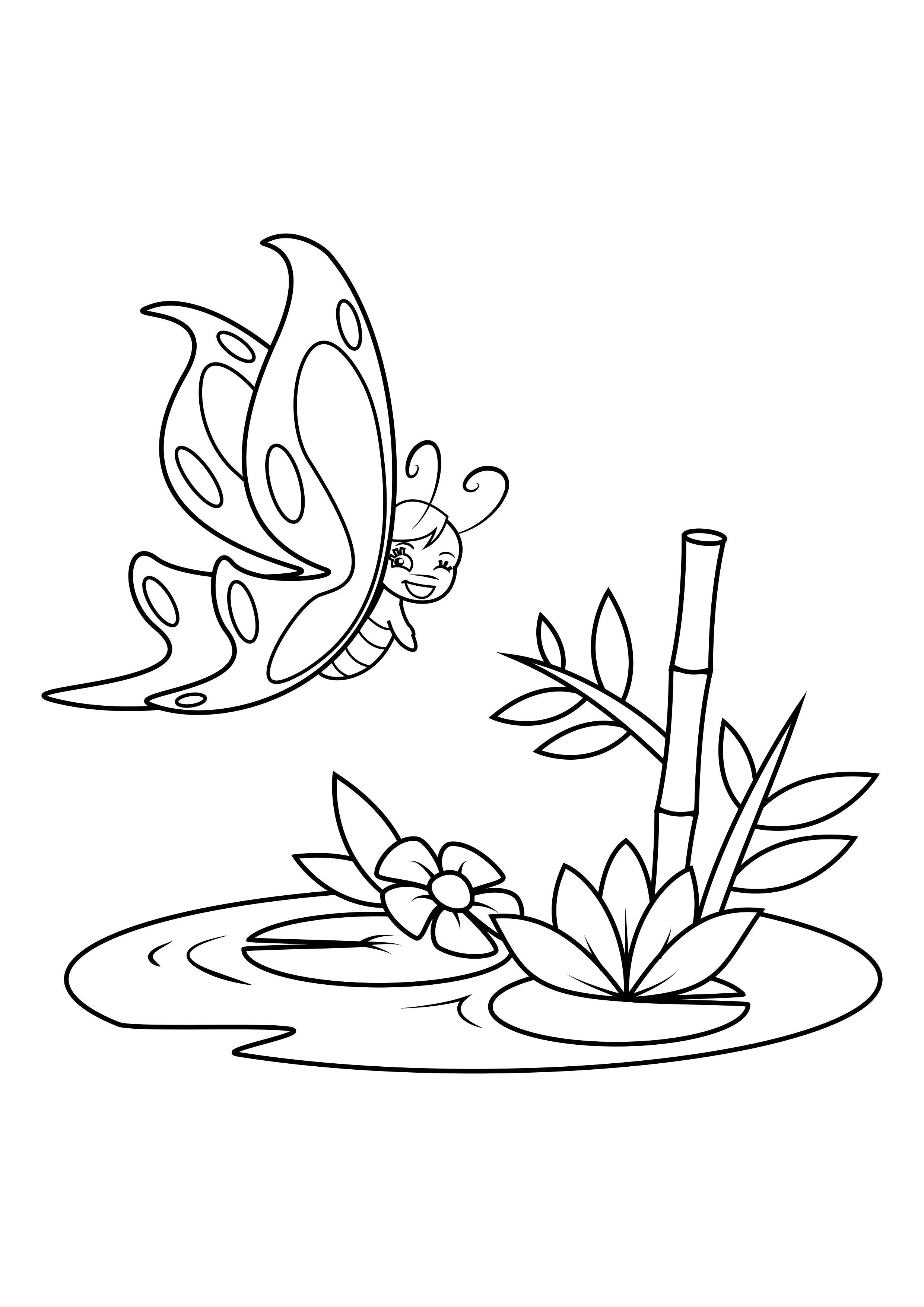 farfalla sopra l'acqua Disegno da colorare farfalla sopra l'acqua