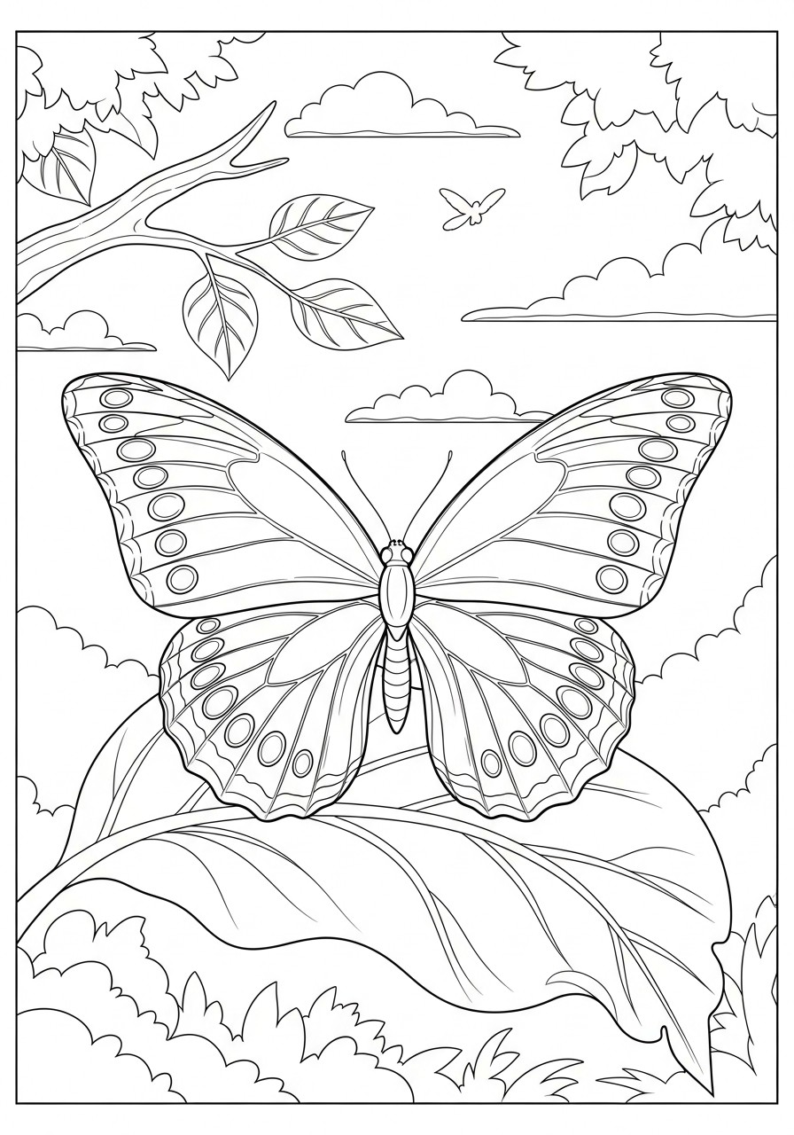 farfalla su una foglia Disegno da colorare farfalla su una foglia