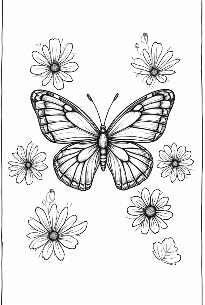 farfalla tra i fiori Disegno da colorare farfalla tra i fiori