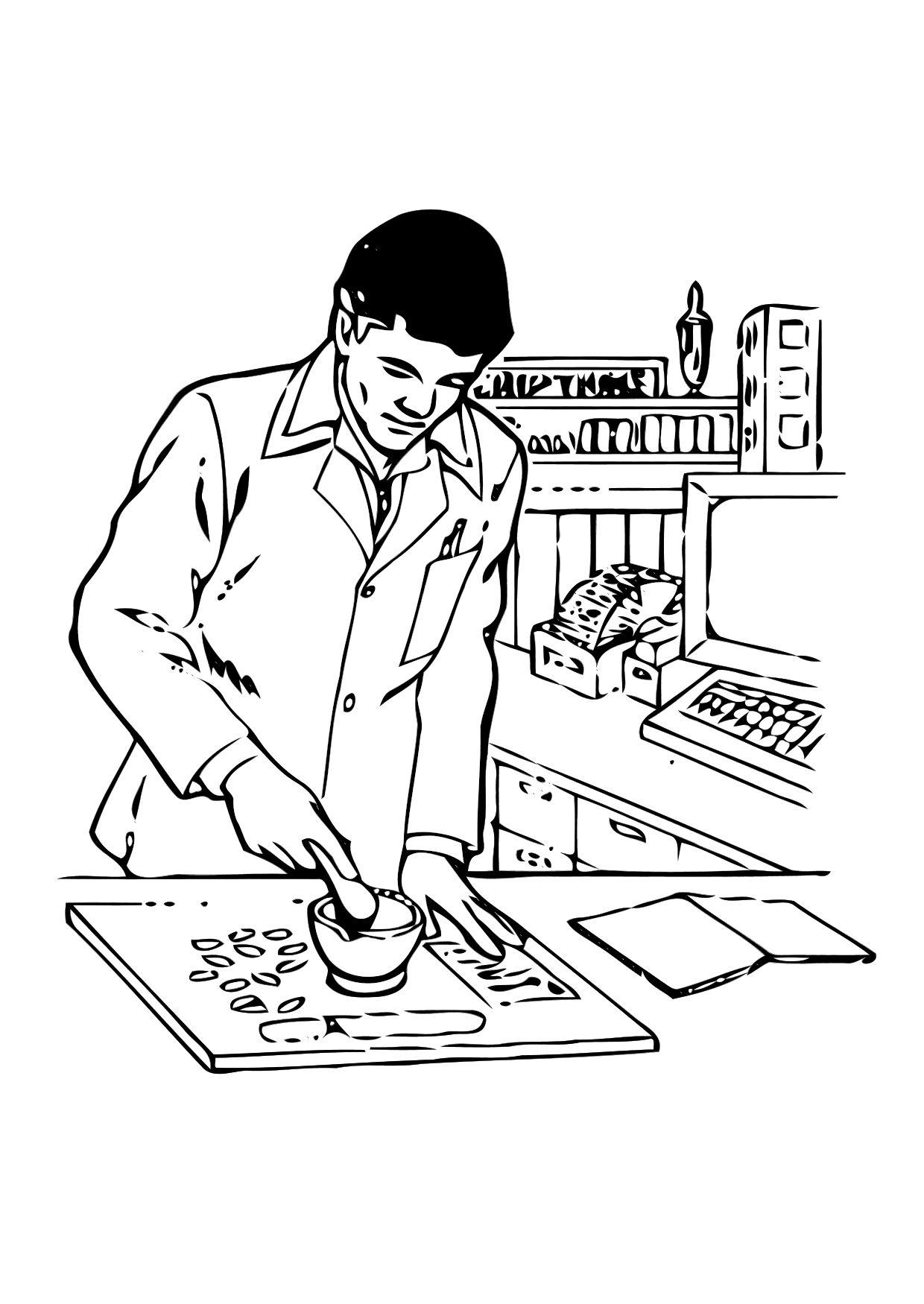 farmacista Disegno da colorare farmacista