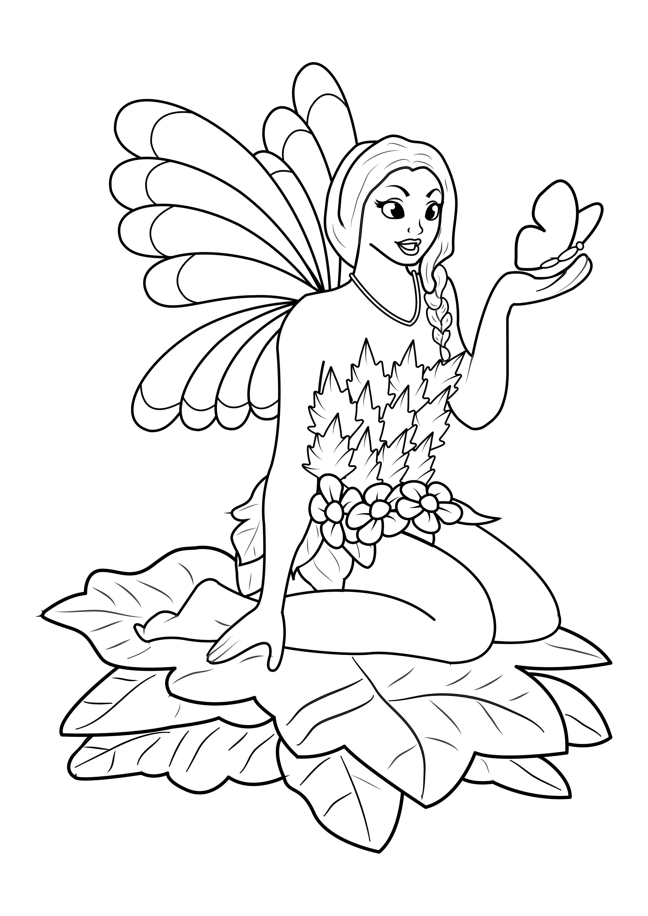 fata con farfalla Disegno da colorare fata con farfalla