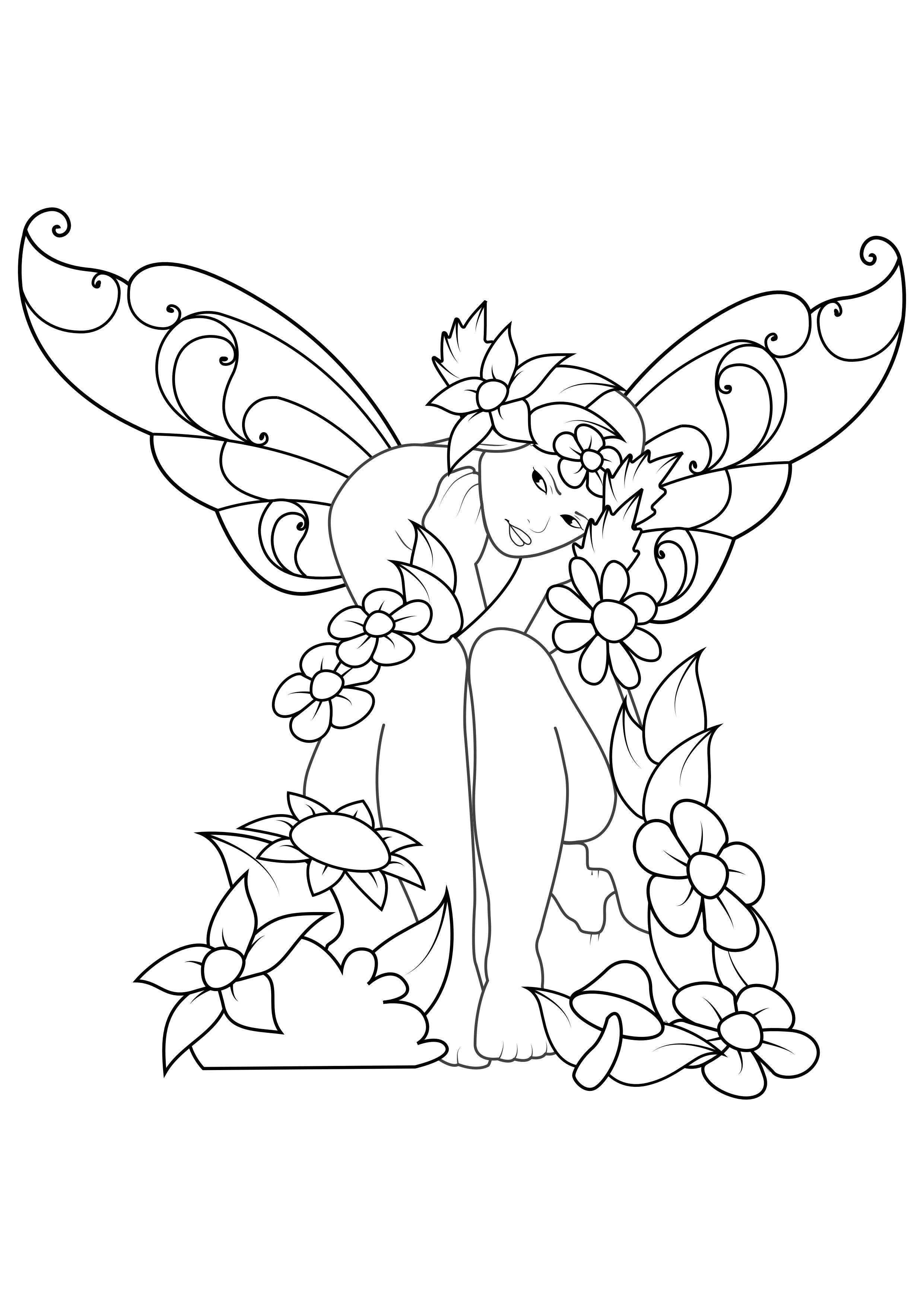 fata con fiori Disegno da colorare fata con fiori