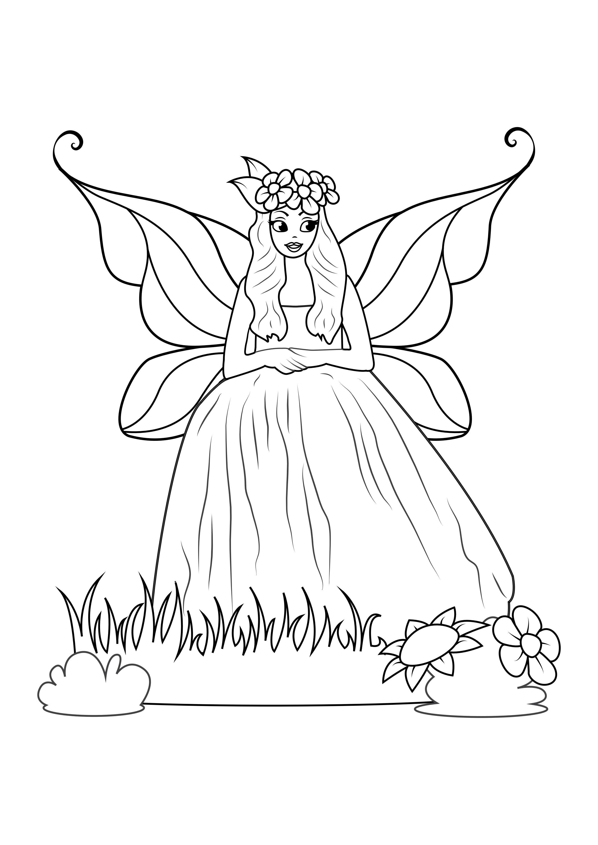 fata con vestito Disegno da colorare fata con vestito