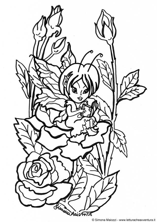 fata tra le rose Disegno da colorare fata tra le rose