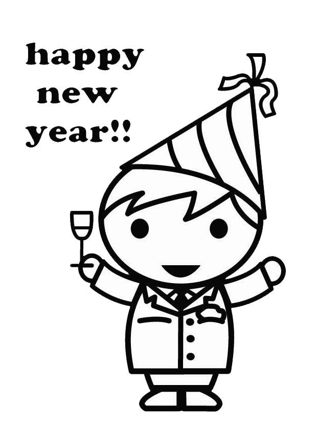 felice anno nuovo Disegno da colorare felice anno nuovo