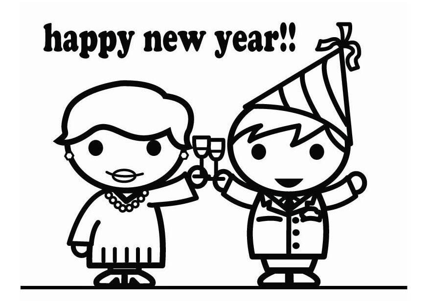 felice anno nuovo Disegno da colorare felice anno nuovo
