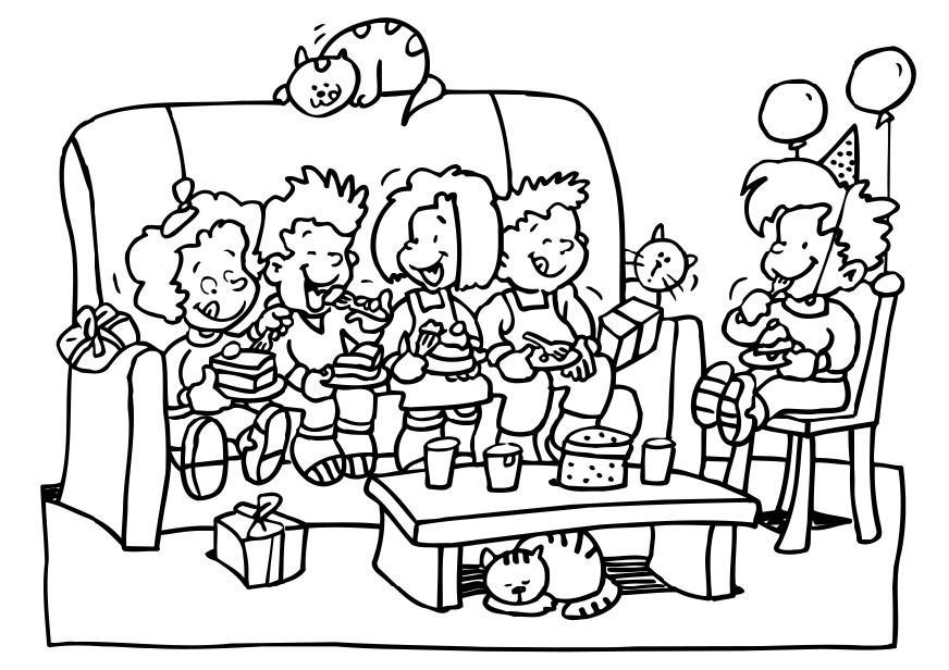 festa di compleanno Disegno da colorare festa di compleanno