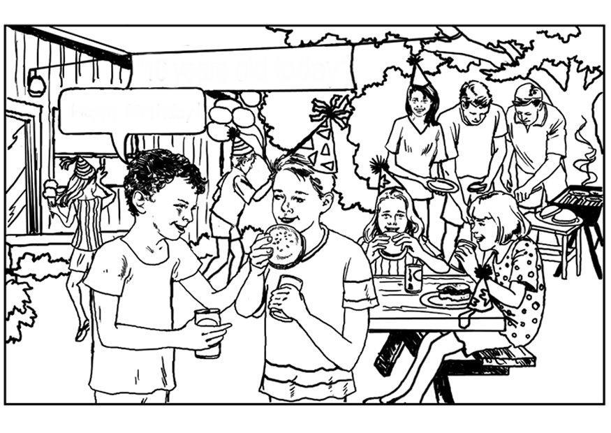festa di compleanno Disegno da colorare festa di compleanno