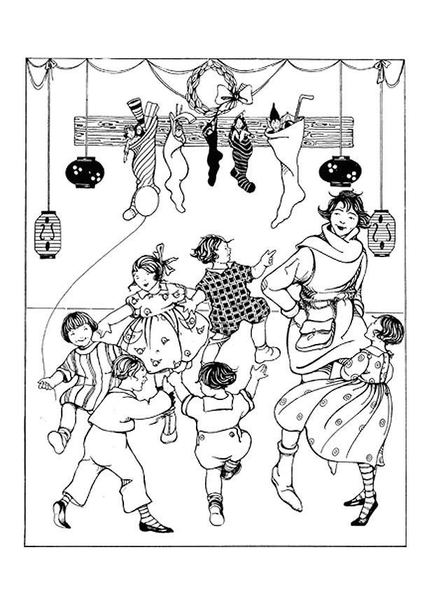 festa di natale Disegno da colorare festa di natale