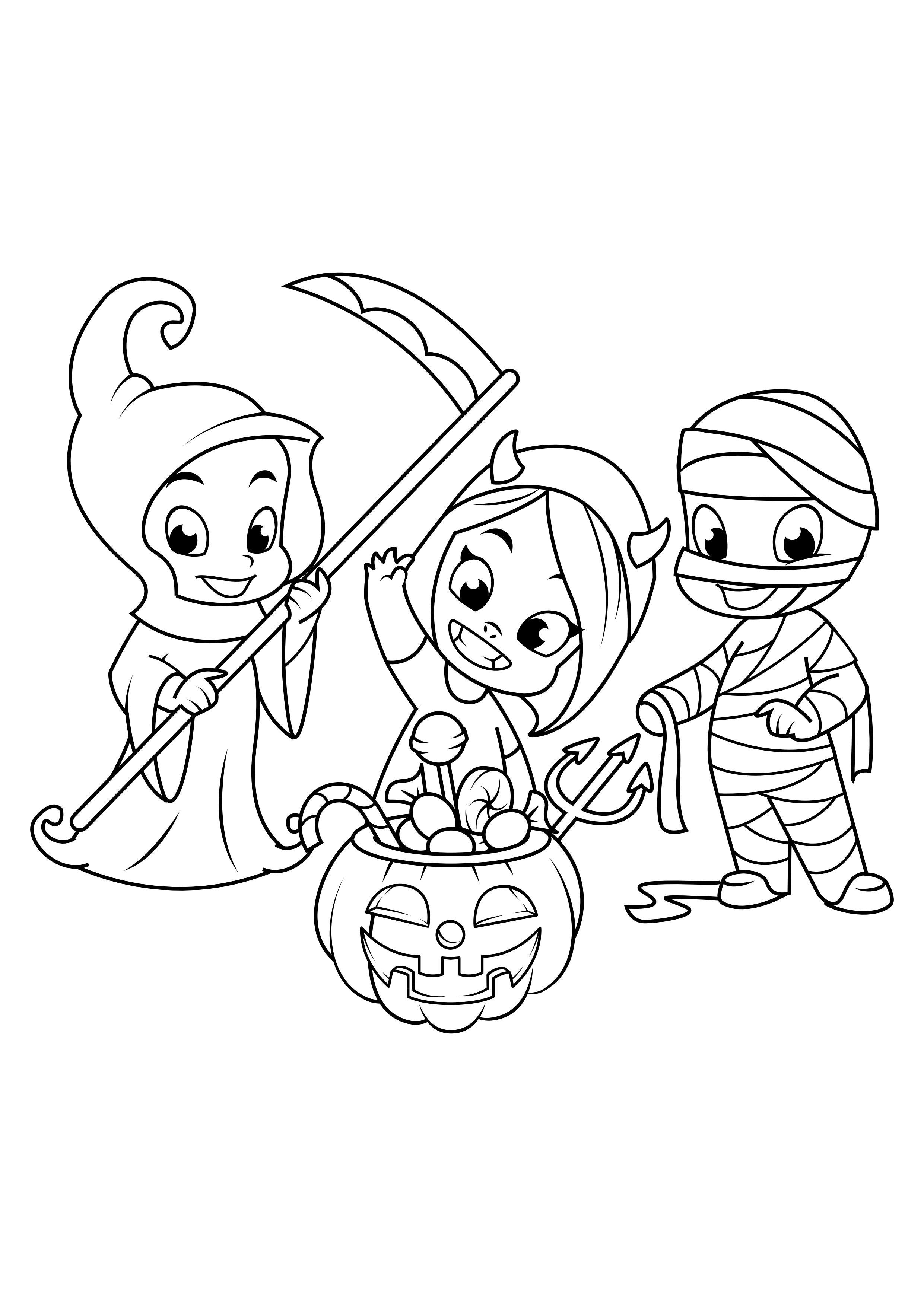 festa in maschera di halloween Disegno da colorare festa in maschera di halloween