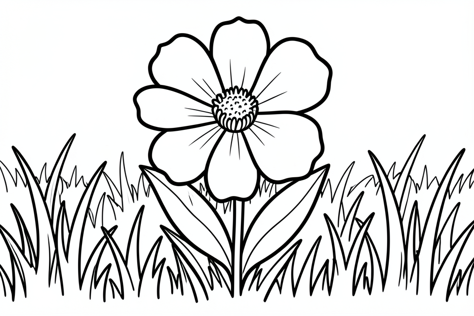 fiore in un prato Disegno da colorare fiore in un prato