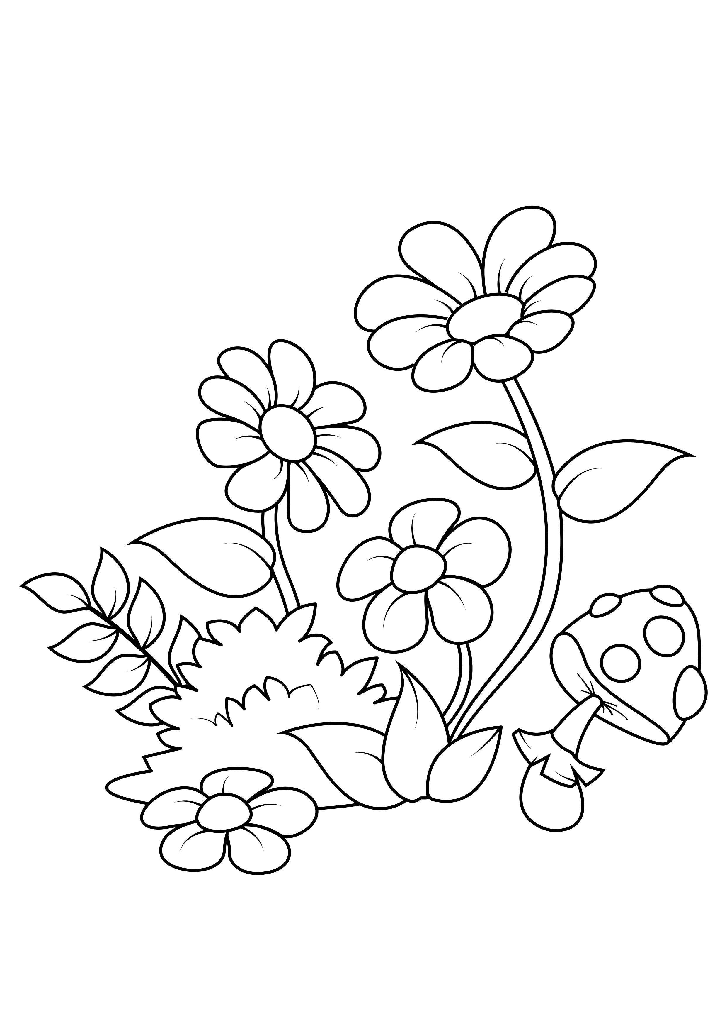 fiori nel bosco Disegno da colorare fiori nel bosco