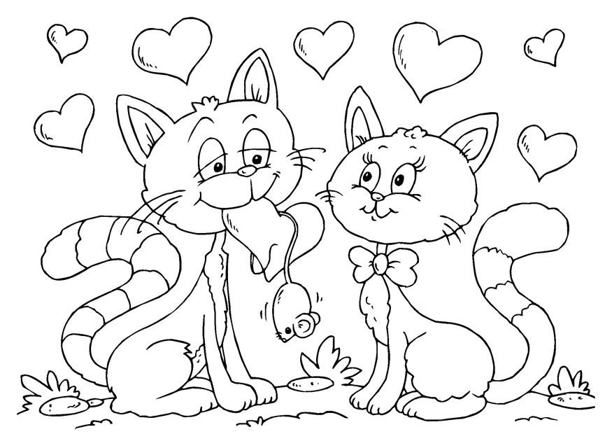 gatti s.valentino Disegno da colorare gatti s.valentino
