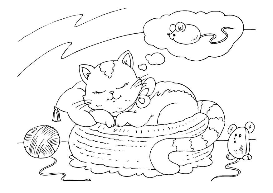 gatto che sogna Disegno da colorare gatto che sogna