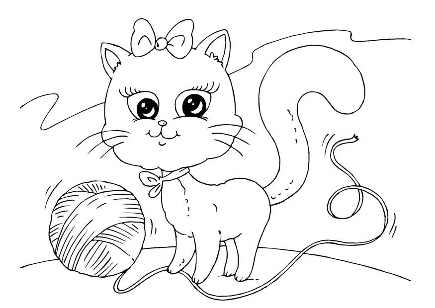 gatto e lana Disegno da colorare gatto e lana