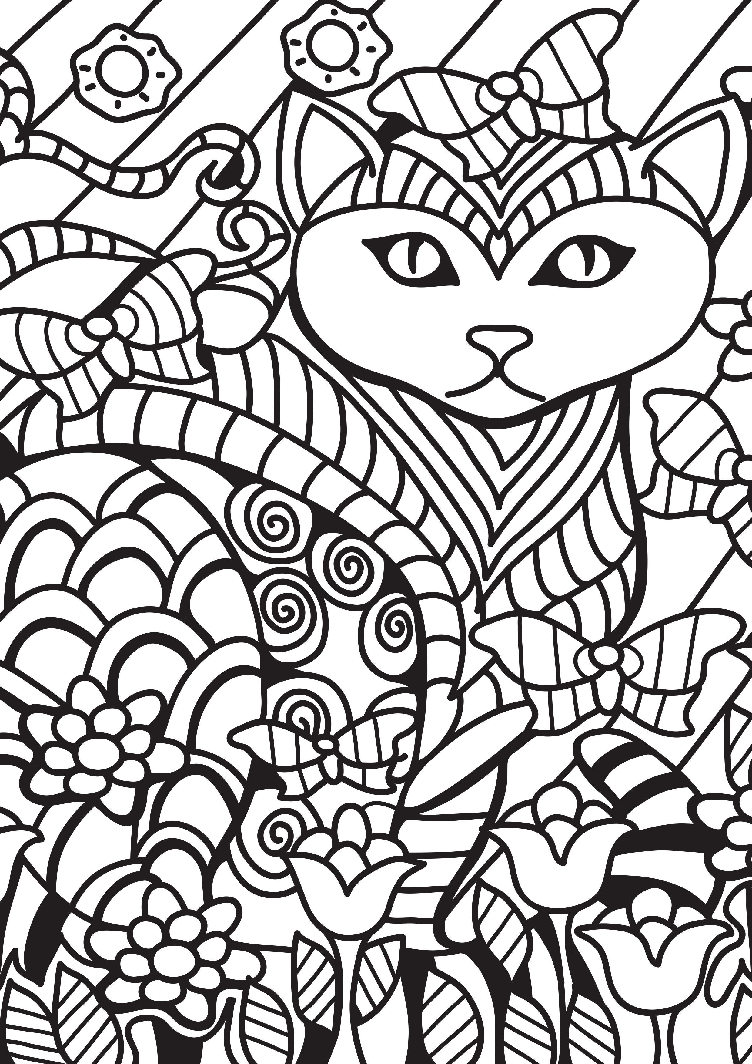 gatto in giardino Disegno da colorare gatto in giardino