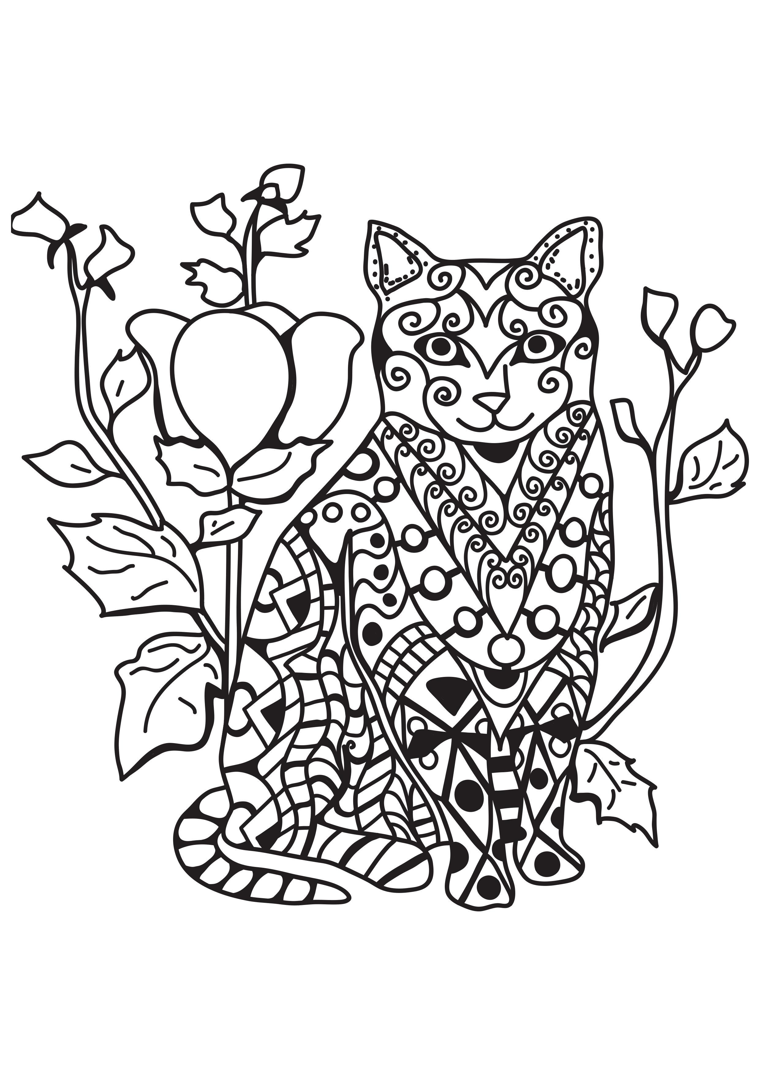 gatto in giardino Disegno da colorare gatto in giardino